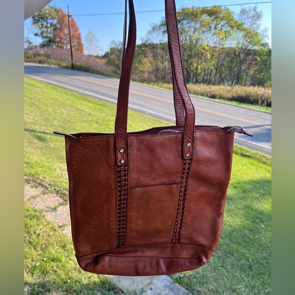 Vilenca Holland Handbag Shoulder Tote Brown Leather Large 13.5x13x4